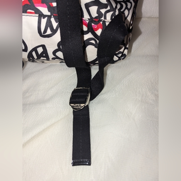 Coach Poppy Daisy Floral Graffiti Nylon Backpack Top Handle Black White Pink EUC - Picture 4 of 16